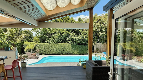 Custom covered patio and outdoor living area built for year-round use, Sunshine Coast QLD